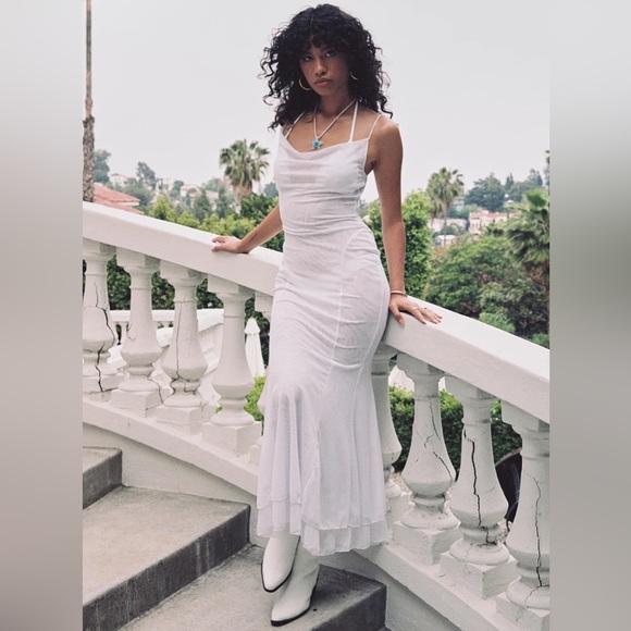 Princess Polly SIKORA VINTAGE Sheer Mesh MAXI DRESS 0 WHITE - Picture 2 of 11